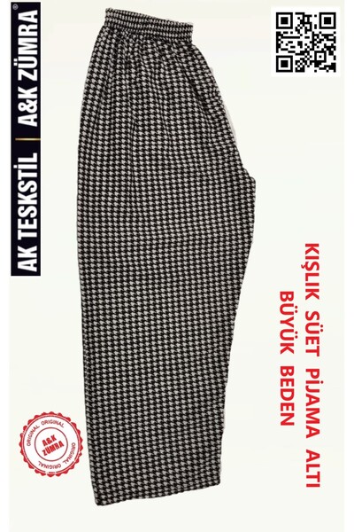 A&K ZÜMRA Mother Model Winter Suede Pajama Bottoms Without Pockets Plus Size