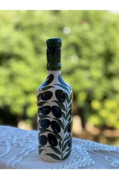 shop وعاء زيت سيراميك مصنوع يدويًا بنقش غصن الزيتون سعة 400 مل بقطر 23 سم