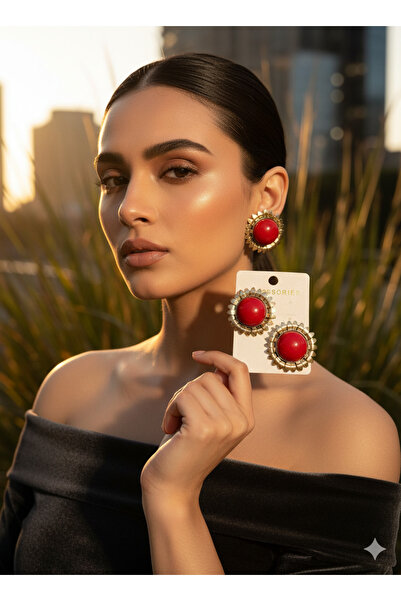 ACCESSORIES WORLD Accessorıes Kırmızı Günlük Küpe