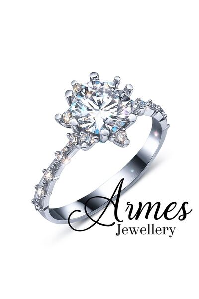 Armes Silver Karlar Kraliçesi Gümüş Tektaş Yüzük