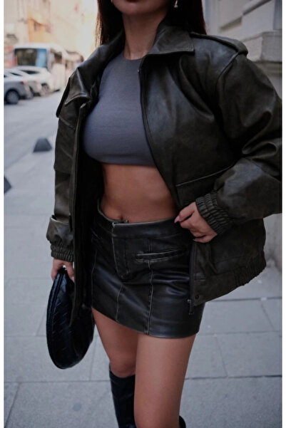 NORA Boutique Jachetă pilot din piele MDB uni