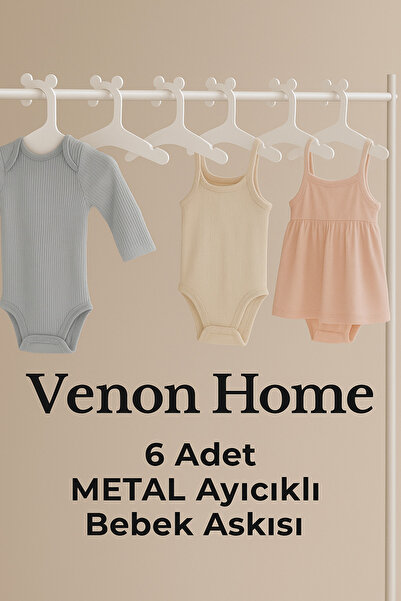 VENON 6-Piece Metal Baby Hanger Set – Durable Clothes Hanger with Teddy Bear Figure, Unbreakable, Long-Lasting