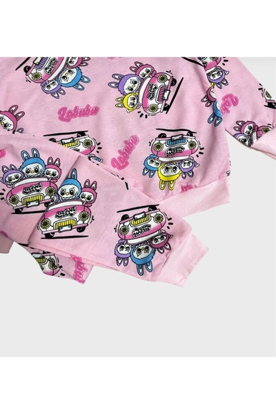 Arya Nisa Kids Girls' Labubu Printed 100% Cotton Seasonal Pajama Set