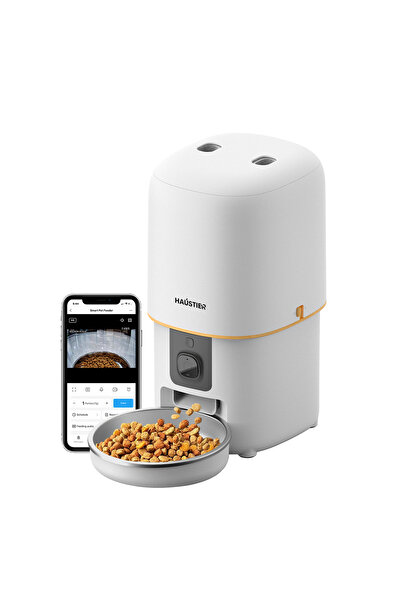Haustier PF05 FHD Kameralı Görüş Akıllı Otomatik Kedi Mama Kabı Beyaz TÜRKİYE...
