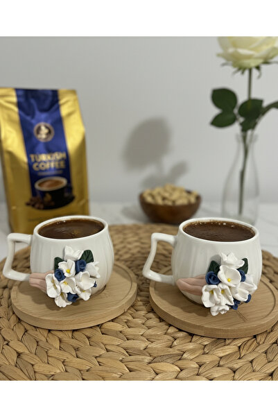 Niveis İkili Kişiye Özel El Yapımı Tasarım Mavi Nergis Çiçeği Desenli Hediyel...