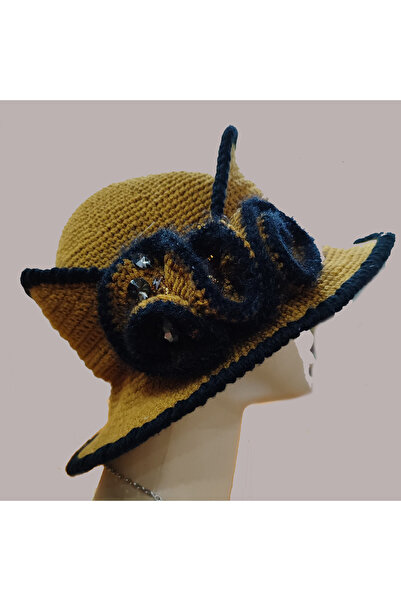 drt tasarım El Örgüsü Kadın Hardal Şapka Standart | Ilkbahar-yaz | Anneler Günü Hediyesi