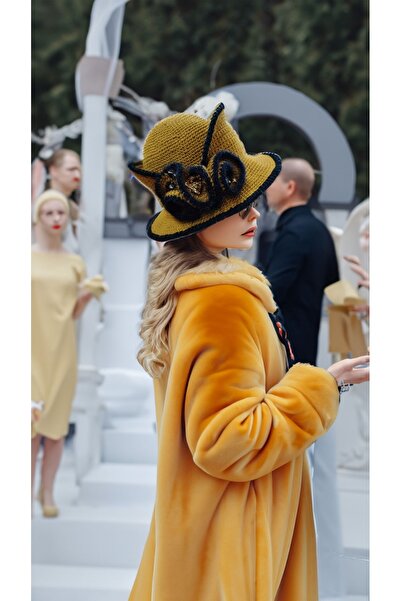 drt tasarım El Örgüsü Kadın Hardal Şapka Standart | Ilkbahar-yaz | Anneler Günü Hediyesi