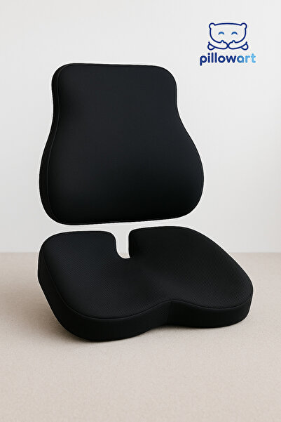 PİLLOWART Ofiste ve Evde Maksimum Konfor İçin Visco Destek Bel ve Oturma Minderi