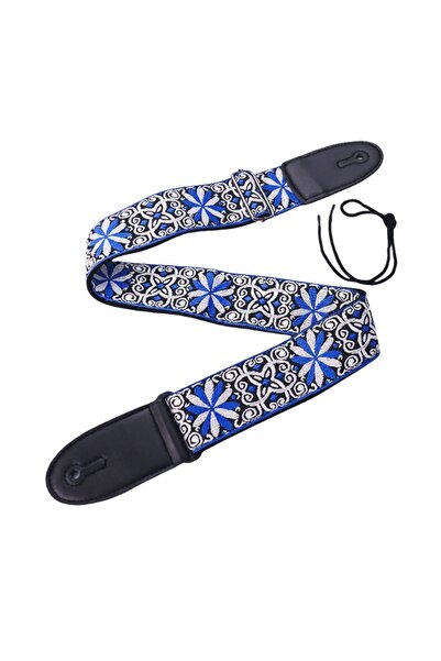 Choice3 Blue White Flower Embroidered Print Guitar Strap Vintage Ethnic Style...