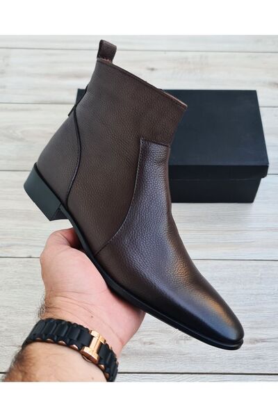 Özel Yapım Kahverengi Hakiki Deri Chelsea Italyan Model Klasik Kesim Erkek Bot