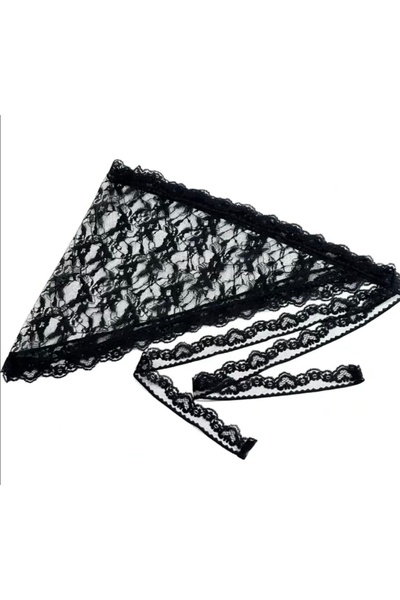 VENÜS MODA by Pınar Δαντελένιο μαντήλι μπαντάνα δαντελένιο κασκόλ μαύρο μπαντάνα 70 εκ. πλάτος