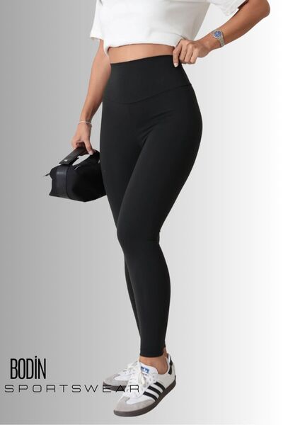 bodin Colanți sport negri pentru femei talie înaltă ,flexibili și efect model...
