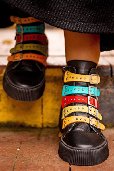 İNZE AYAKKABI Black-Colored Genuine Leather Boots- Model Name Hepburn