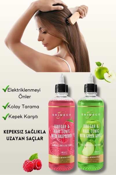 Shineco Raspberry Vinegar and Hair Tonic 400ml Green Apple Vinegar and Hair Tonic 400ml