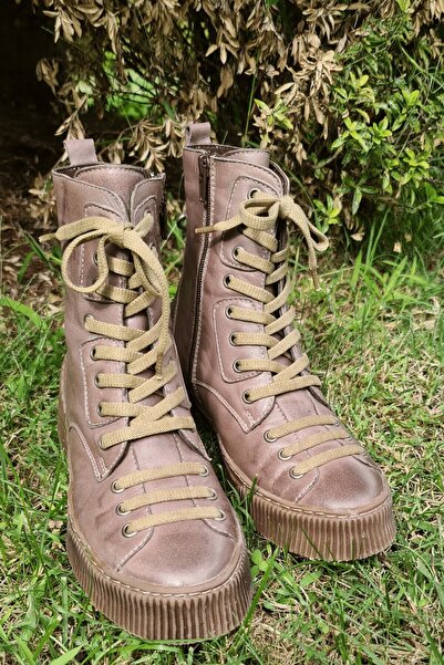 İNZE AYAKKABI Dark Mink Genuine Leather Boots-Model Name: New York