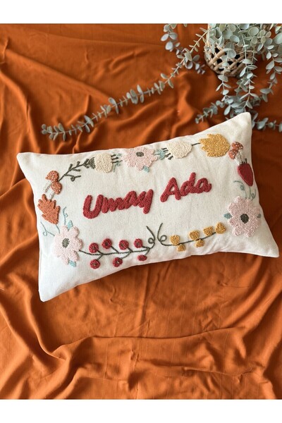 Buse çınar home design Kişiye Özel İsimli El İşlemeli Dekoratif kırlent kılıfı