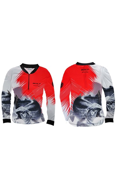 Genel Markalar Wear UV Korumalı Balıkçı T-Shirt Fermuarlı Vision Red - L