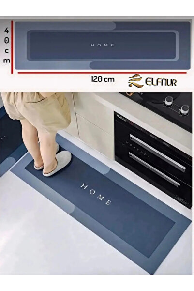 elfnur قطعة واحدة من السجادة الطويلة ذات القاعدة السحرية الماصة للماء باللونين الأزرق والرمادي 40*120 / قاعدة فائقة الامتصاص مضادة للانزلاق