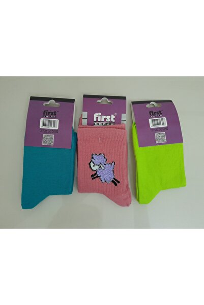 First Kısa Çorap Renkli Kokulu Yumuşak Burun Dikişsiz Yıkamalı 3 Adet