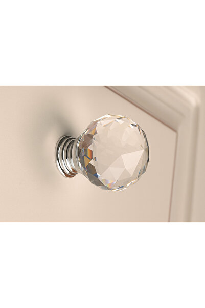 N.S NAMARK مسكة كريستال فاخرة – قاعدة معدنية باللون الفضي | مقبض درج وخزانة بتصميم أنيق وعصري مجموعه من 10 قطع