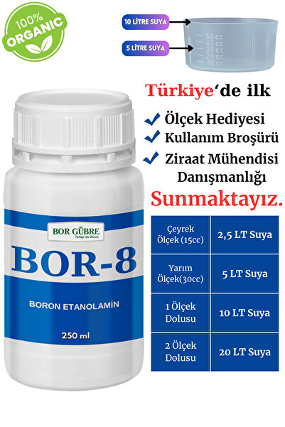 Bor -8 Sıvı Gübre 250 Ml-köklenme Ve Direnç Artışı Oluşturur. Ürün Kalitesi Ve Verimini Arttırır.