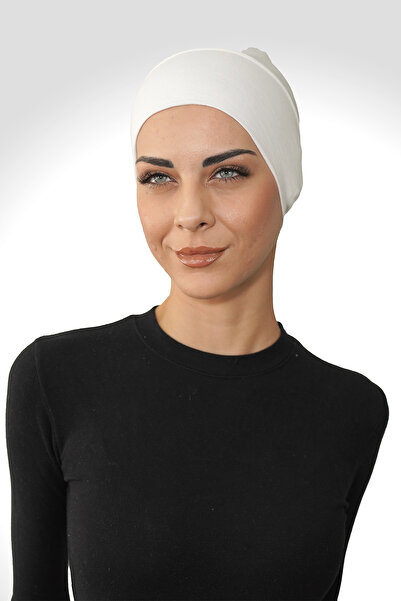 Şalcenneti.com Breathable Mesh Air Conditioned Bonnet – Seamless Front, White Color for Daily and Sports Use