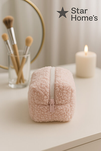 YILDIZ DİJİTAL HOME حقيبة مكياج قطيفة وردي 18 سم – محفظة مقلمة بسحاب مصنوعة يدوياً |   ستار هوم