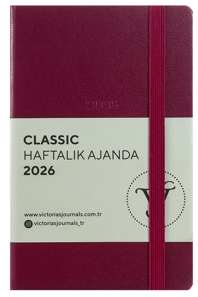 Victoria's Journals Classic 2026 Haftalık Cep Ajandası A6 (9x14 cm) Sert Kapak.