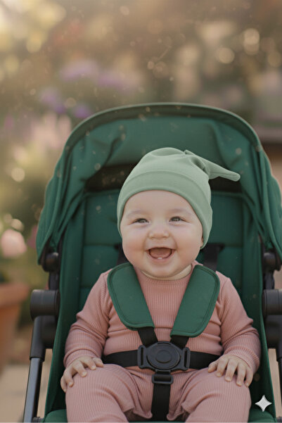 Babygiz Newborn Baby Girl Boy 100% Cotton Combed Extra Soft Lightweight Anti-Sweat Beanie Green