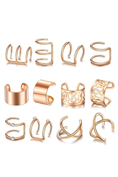 huitich 6-Piece Gold Colour Ear Cuff Set Stylish & Adjustable Non-Piercing Ea...