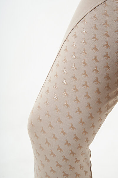 GALLOPRISE Binicilik Pantolonu At Desenli Full Silikon Bej - XS