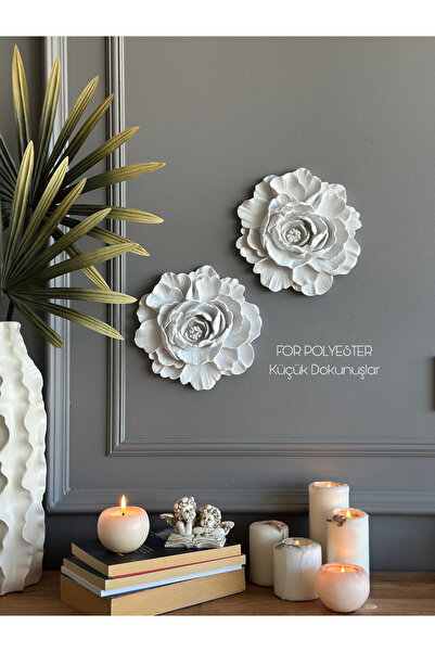 FOR POLYESTER Küçük Dokunuşlar Duvar Aksesuar 2’li Çiçek Takım Biblo/Duvar Ko...