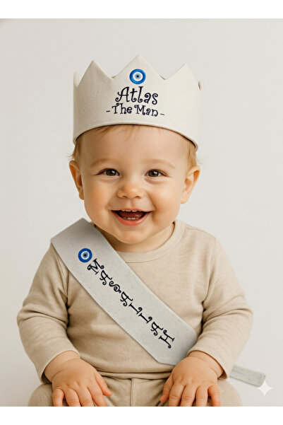 Fiyonka Sünnet Tacı ve Kemer Kuşak Seti - İsimli, Nakışlı ve Kişileştirilebil...