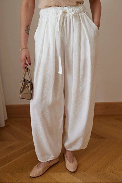 NK Women's High Waist Elastic Relaxed Fit Cotton Trousers – Solana