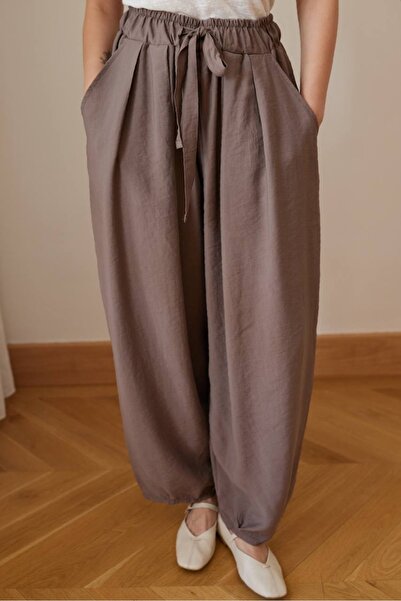 NK Women's High Waist Elastic Relaxed Fit Cotton Trousers – Solana