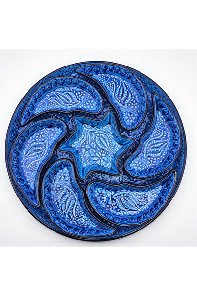 sharpart Authentic Patterned Embossed Ceramic 8-Piece Breakfast and Snack Presentation Set