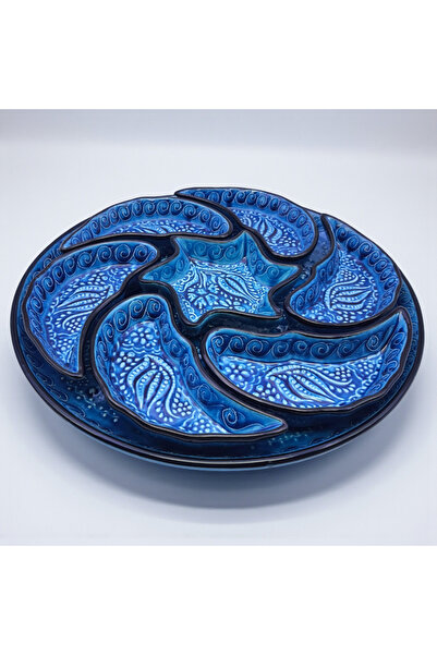 sharpart Authentic Patterned Embossed Ceramic 8-Piece Breakfast and Snack Presentation Set