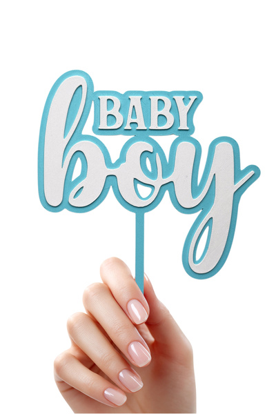 DECOROMA Синя украса за торта за момченце (украса за торта за бебешко парти з...