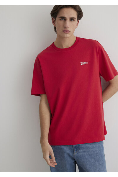 Mavi Jeans Printed Red T-Shirt Loose Fit / Loose Relaxed Cut 0612591 -70476