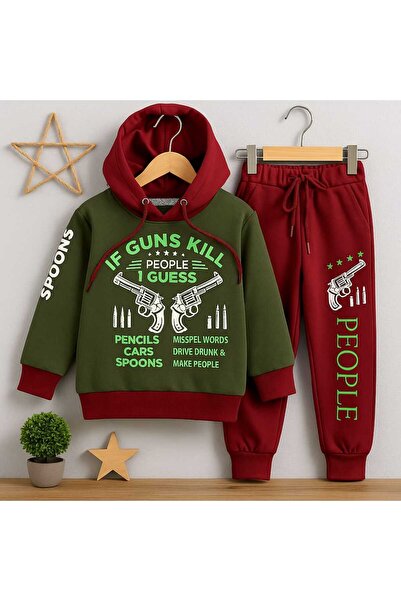 Fox Life Kids Hooded Printed Lycra Combed Cotton Kids Tracksuit Set