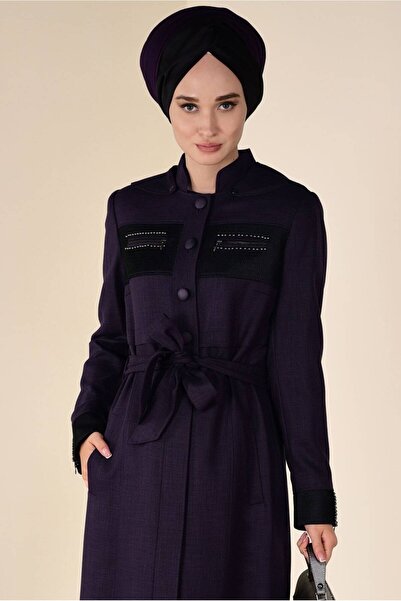 Alvina 1312 Model with Button and Belt Detail and Curtain Decoration