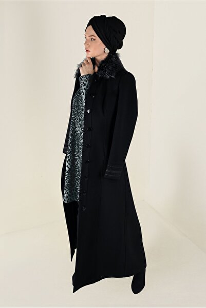 Alvina Довге пальто з хутром на комірі 9769
