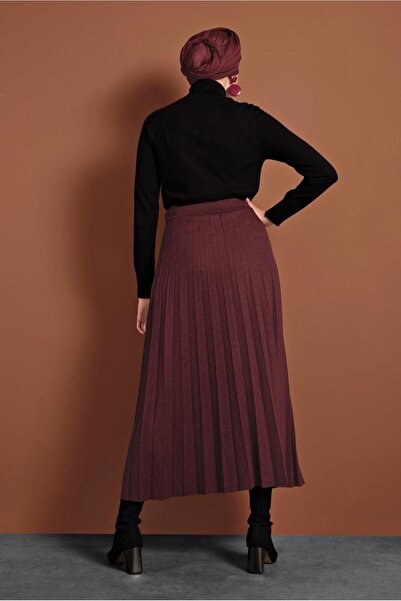 TRENDTESETTÜR FUSTA Pliată din cauciuc cu talie roșie Claret pentru femei 8106