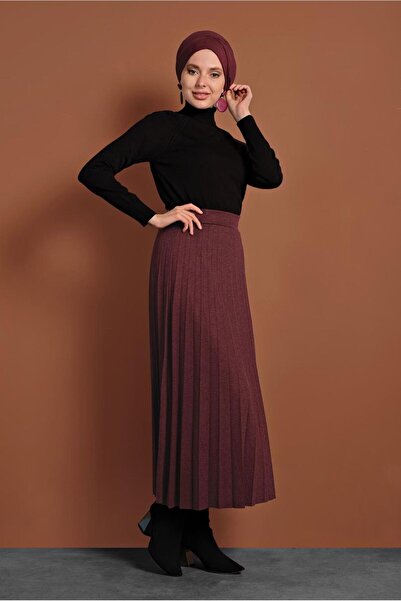 TRENDTESETTÜR FUSTA Pliată din cauciuc cu talie roșie Claret pentru femei 8106