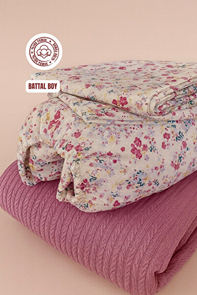 sutra 100% Cotton Elastic Fitted Sheet King Size Knitted Pique Set