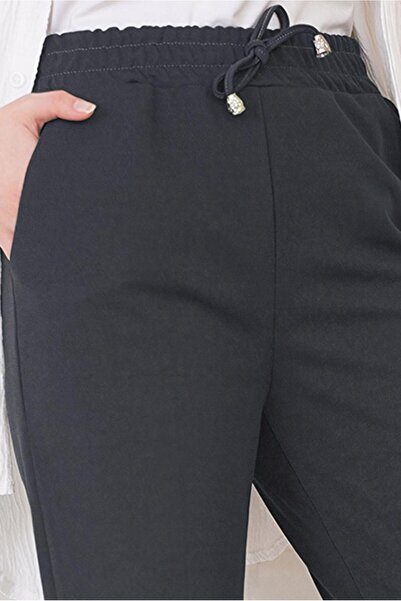 TRENDTESETTÜR KADIN GRİ (ANTRESİT) BELİ LASTİKLİ PANTOLON T 4266