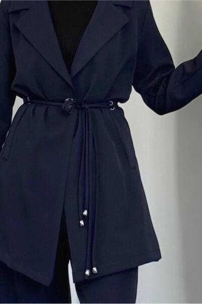 TRENDTESETTÜR Women's Dark Blue Lace Detail Pants Suit t 2226