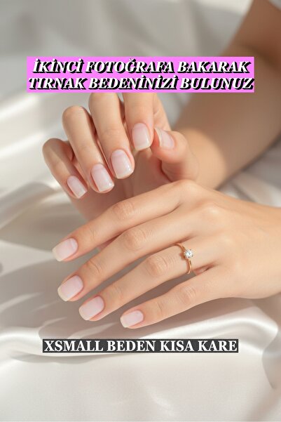 Easy Beauty 100 Adet Jel Tips XSMALL Beden Kısa Kare Takma Tırnak Seti