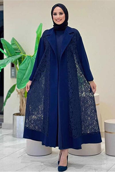 TRENDTESETTÜR ЖІНОЧА ТЕМНО-СИНЯ МЕРЕЖИВНА СУКНЯ АБАЯ 0387