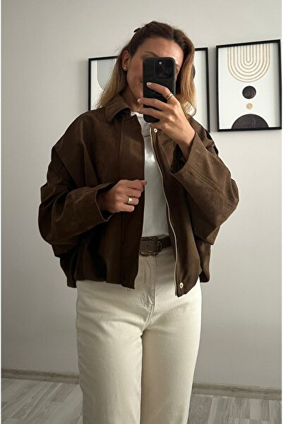 TB Butik Brand Equivalent Suede Zippered Bomber Jacket